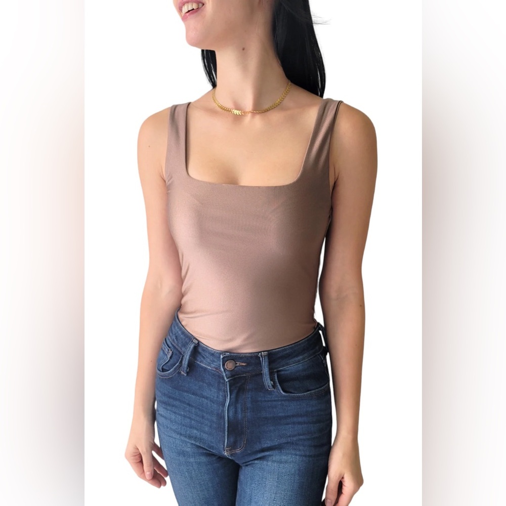 Dex Taupe Satin Bodysuit